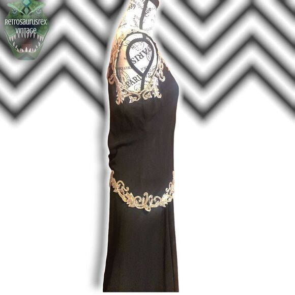 VINTAGE J’Kara 1990’s Beaded Chiffon Special Occasion Glam Gown & Jacket, Size 6 - Picture 6 of 9